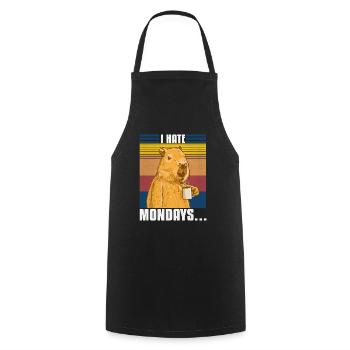 Capybara i hate Monday - Cooking Apron - black - Front - AI Model Male 185 dark (185cm)