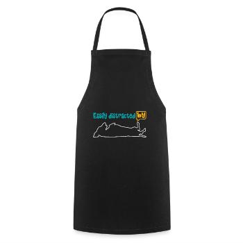 Enthusiastic about the dachshund, easily distracted by the dachshund. - Cooking Apron - black - Front - AI Model Male 185 dark (185cm)