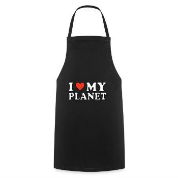 I love my Planet - Design - Cooking Apron - black - Front - AI Model Male 185 dark (185cm)