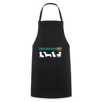 Enthusiastic about the dachshund, easily distracted by the dachshund. - Cooking Apron - black - Front - AI Model Male 185 dark (185cm)