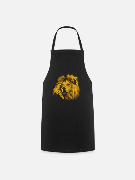 ein goldener Löwe mit prächtiger Mähne - Kochschürze - Schwarz