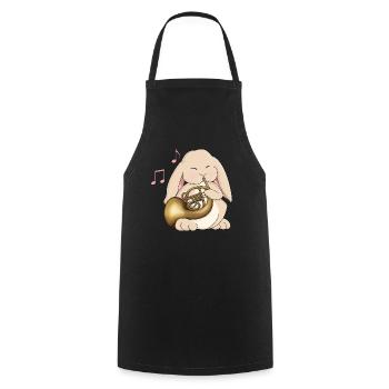Cute French Horn Player Kawaii Rabbit - Cooking Apron - black - Front - AI Model Male 185 dark (185cm)