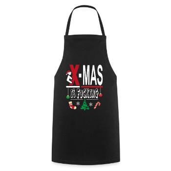 X Mas Christmas is Fucking Scheisse Mist - Kochschürze - Schwarz - Vorne - AI Model Male 185 dark (185cm)