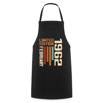 Born in February 1962 Retro 1962 Birthday - Cooking Apron - black - Front - AI Model Male 185 dark (185cm)
