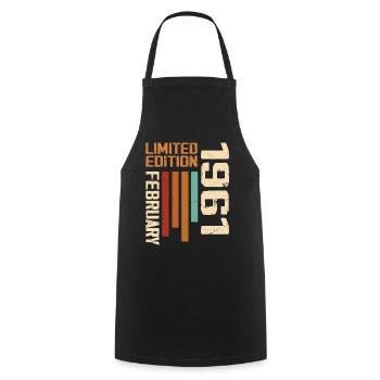 Born in February 1961 Retro 1961 Birthday - Cooking Apron - black - Front - AI Model Male 185 dark (185cm)