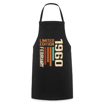 Born in February 1960 Retro 1960 Birthday - Cooking Apron - black - Front - AI Model Male 185 dark (185cm)