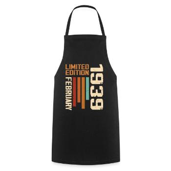 Born in February 1939 Retro 1939 Birthday - Cooking Apron - black - Front - AI Model Male 185 dark (185cm)