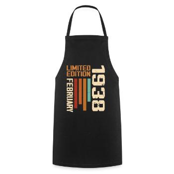 Born in February 1938 Retro 1938 Birthday - Cooking Apron - black - Front - AI Model Male 185 dark (185cm)
