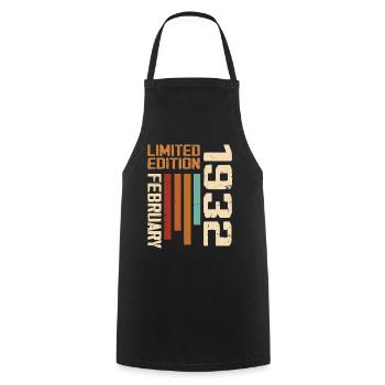 Born in February 1932 Retro 1932 Birthday - Cooking Apron - black - Front - AI Model Male 185 dark (185cm)