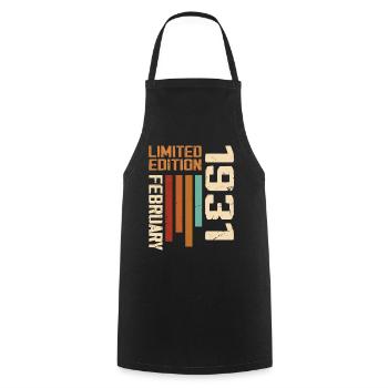 Born in February 1931 Retro 1931 Birthday - Cooking Apron - black - Front - AI Model Male 185 dark (185cm)