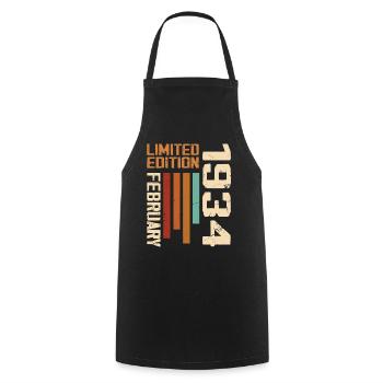 Born in February 1934 Retro 1934 Birthday - Cooking Apron - black - Front - AI Model Male 185 dark (185cm)