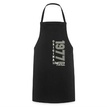 Original vintage 1977 45th birthday gift - Cooking Apron - black - Front - AI Model Male 185 dark (185cm)