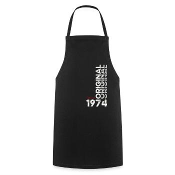 51ème anniversaire cadeau mari Original février 1974 - Tablier de cuisine - noir - Devant - AI Model Male 185 dark (185cm)
