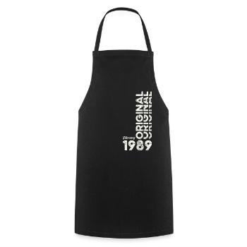 35e anniversaire Original Février Né 1989 - Tablier de cuisine - noir - Devant - AI Model Male 185 dark (185cm)