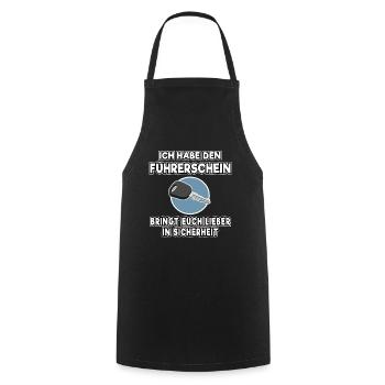 Bestanden Ich habe den Führerschein Geschenk Shirt - Kochschürze - Schwarz - Vorne - AI Model Male 185 dark (185cm)