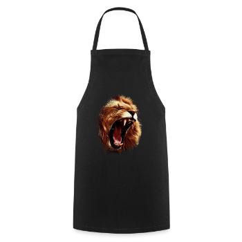 Lion sauvage rugissant / tête de lion - Tablier de cuisine - noir - Devant - AI Model Male 185 dark (185cm)