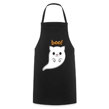 Geisterkatze Boo - Kochschürze - Schwarz - Vorne - AI Model Male 185 dark (185cm)