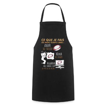 Rugby addiction humour rugby homme - Tablier de cuisine - noir - Devant - AI Model Male 185 dark (185cm)