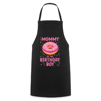 Mère du garçon d’anniversaire Garçon - Tablier de cuisine - noir - Devant - AI Model Male 185 dark (185cm)