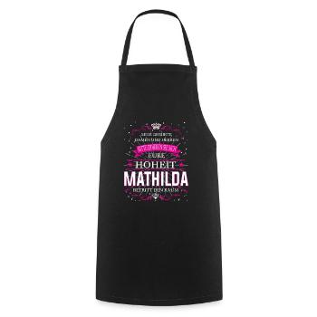 Eure Hoheit Mathilda betritt den Raum - Kochschürze - Schwarz - Vorne - AI Model Male 185 dark (185cm)