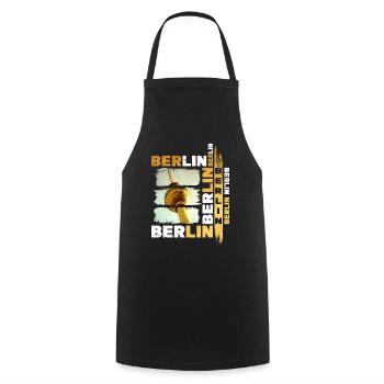 Berlin Skyline Gold Germany City Grunge - Cooking Apron - black - Front - AI Model Male 185 dark (185cm)