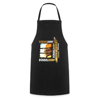 Dusseldorf Skyline Gold Germany City Grunge - Cooking Apron - black - Front - AI Model Male 185 dark (185cm)