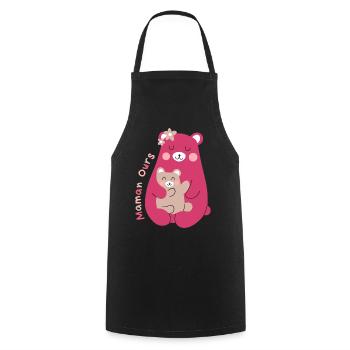 maman ours cadeau pour une maman génial - Tablier de cuisine - noir - Devant - AI Model Male 185 dark (185cm)