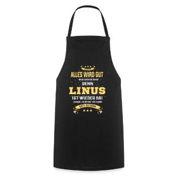 alles wird gut denn Linus Ist da T-Shirt - Kochschürze - Schwarz - Vorne - AI Model Male 185 dark (185cm)