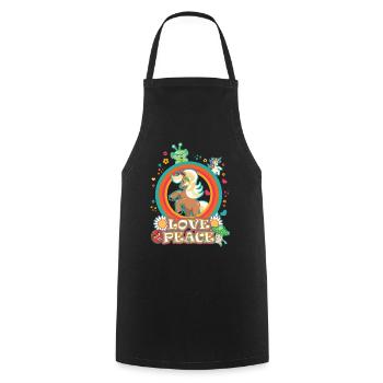 Love and peace Haflinger, flower power horse - Cooking Apron - black - Front - AI Model Male 185 dark (185cm)