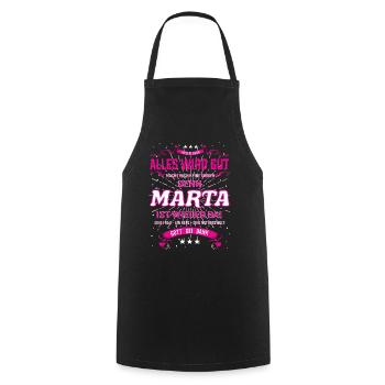 Marta ist wieder da, das lustige Vornamens Design - Kochschürze - Schwarz - Vorne - AI Model Male 185 dark (185cm)