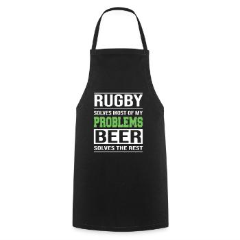 Rugby solves Most of my Problems - Kochschürze - Schwarz - Vorne - AI Model Male 185 dark (185cm)