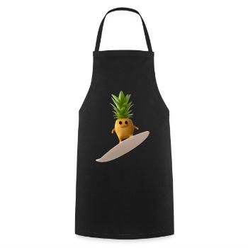 Surfende Ananas - Kochschürze - Schwarz - Vorne - AI Model Male 185 dark (185cm)