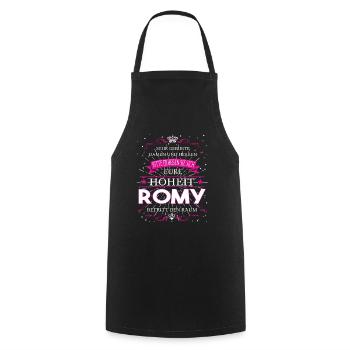 Eure Hoheit Romy betritt den Raum - Kochschürze - Schwarz - Vorne - AI Model Male 185 dark (185cm)