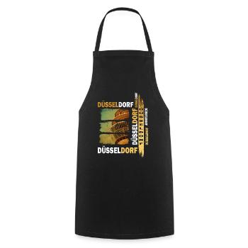 Düsseldorf Skyline Gold Deutschland Stadt Grunge - Kochschürze - Schwarz - Vorne - AI Model Male 185 dark (185cm)