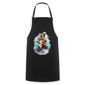Viking Guitar Rocker Musician Guitarist - Cooking Apron - black - Front - AI Model Male 185 dark (185cm)