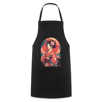 Jeune fille japonaise - Tablier de cuisine - noir - Devant - AI Model Male 185 dark (185cm)