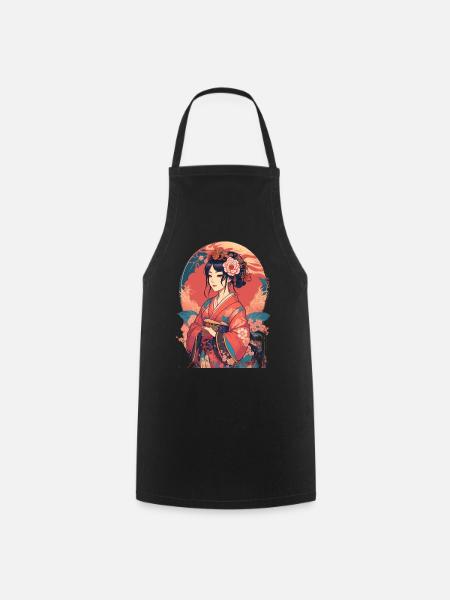 young japanese girl - Cooking Apron - black
