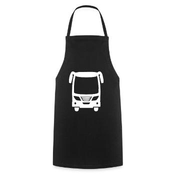 Reisebus, Omnibus Design für den Busfahrer - Kochschürze - Schwarz - Vorne - AI Model Male 185 dark (185cm)