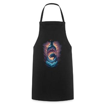 Drachen Flasche - Kochschürze - Schwarz - Vorne - AI Model Male 185 dark (185cm)