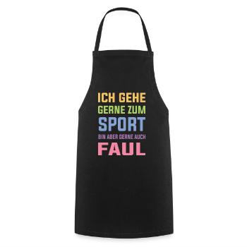 ich gehe gerne zum Sport bin aber auch gerne Faul - Kochschürze - Schwarz - Vorne - AI Model Male 185 dark (185cm)