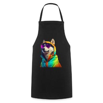 Husky avec lunettes de soleil Coloré Cool Huskies Chien - Tablier de cuisine - noir - Devant - AI Model Male 185 dark (185cm)