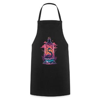 Flamingo Bottle - Cooking Apron - black - Front - AI Model Male 185 dark (185cm)