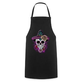 Sugar Skull Halloween Roses Sombrero - Tablier de cuisine - noir - Devant - AI Model Male 185 dark (185cm)