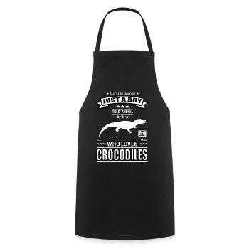 Just a Boy Who Loves Crocodiles Outfit - Cooking Apron - black - Front - AI Model Male 185 dark (185cm)