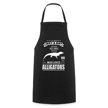 Just a Boy Who Loves Alligators Outfit - Cooking Apron - black - Front - AI Model Male 185 dark (185cm)
