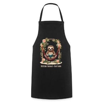 Cute sloth with book - Cooking Apron - black - Front - AI Model Male 185 dark (185cm)