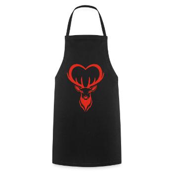 Red Deer Heart - Cooking Apron - black - Front - AI Model Male 185 dark (185cm)