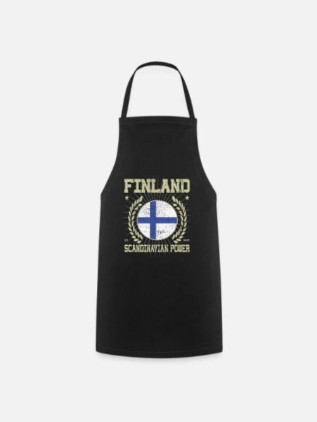 Cooles Finnland Design - Kochschürze - Schwarz