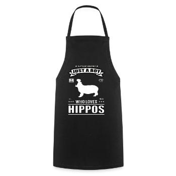 Juste un garçon qui aime la tenue d’hippopotame - Tablier de cuisine - noir - Devant - AI Model Male 185 dark (185cm)