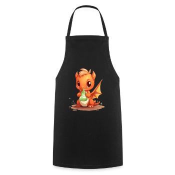 Cute Drinking Baby Dragon Kawaii Shirt - Cooking Apron - black - Front - AI Model Male 185 dark (185cm)